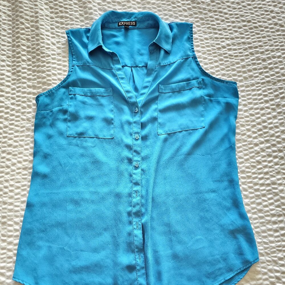 Express Portofino Women's Blue Sleeveless Top